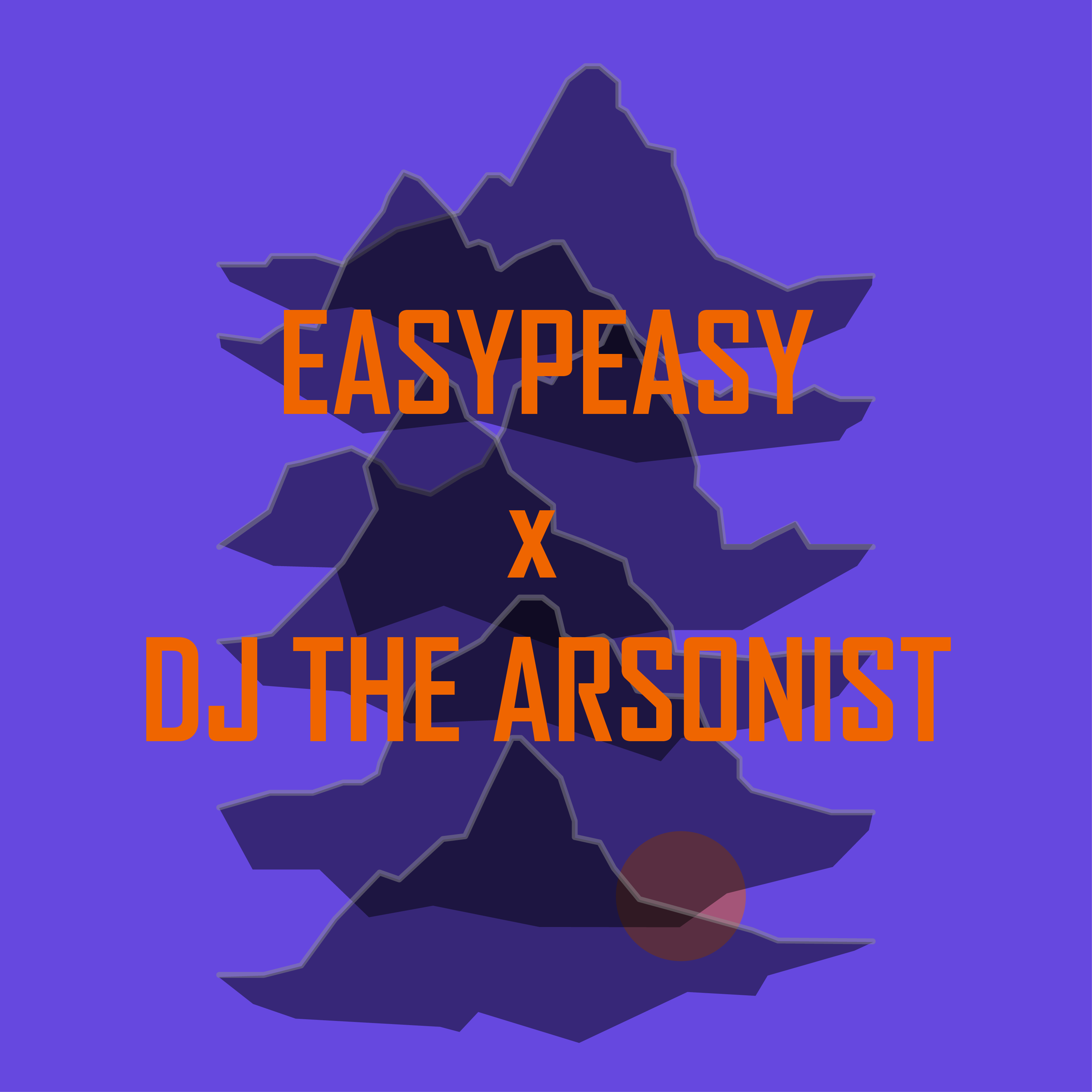 Veranstaltungsgrafik mit dem Veranstaltungstitel ‚EASYPASY x DJ THE ARSONIST‘, gestaltet von Rita Somfalvy